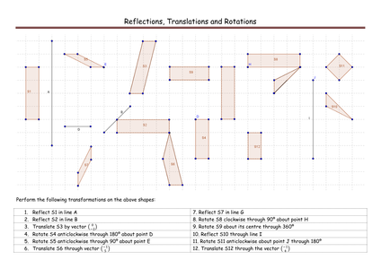 UK ECBayliss   Teaching ks3  algebra Geometry by tes puzzle Transformations   worksheet KS3