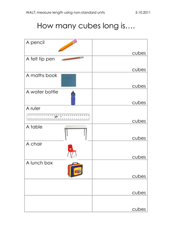 Measuring length using non-standard units | Teaching Resources