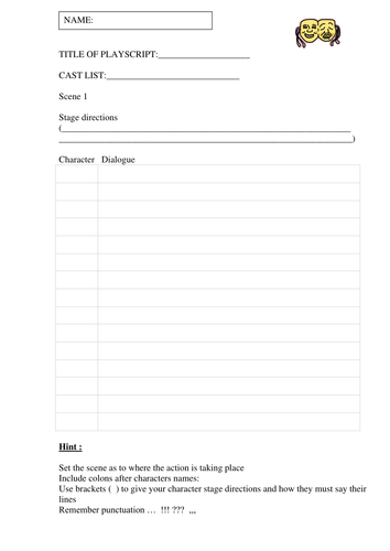 Playscript templates | Teaching Resources