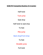 Gcse Pe Trampoline Routines Teaching Resources