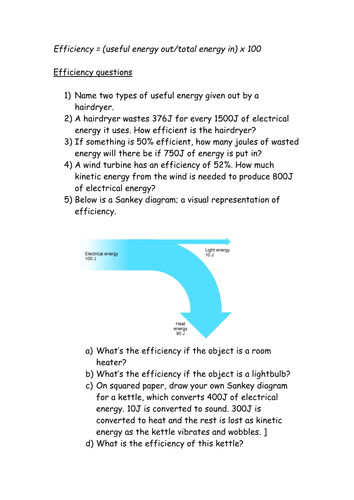 Efficiency questions and answers | Teaching Resources