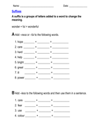 Suffixes 'ful' and 'less' | Teaching Resources