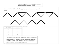Matchstick Patterns by mrslack_maths - Teaching Resources - Tes