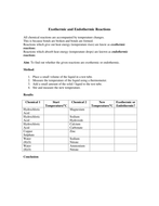 Worksheets Exothermic And Endothermic Reactions Worksheet exothermic and endothermic reactions experiment by missmunchie doc