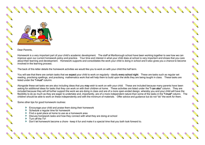 Weekly homework letter picture