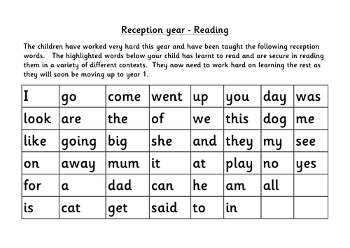 reception-words-assessment-and-sheets-teaching-resources