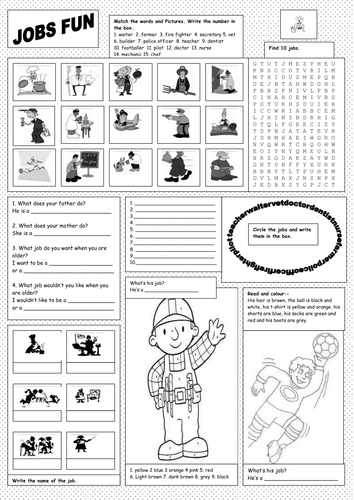 Jobs 'fun' worksheet | Teaching Resources