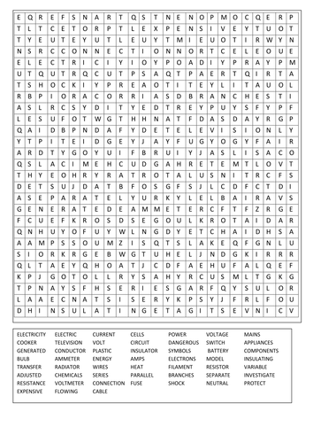 electricity wordsearch by coreenburt teaching resources