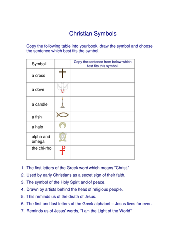 Worksheet Symbolism Worksheets religious symbols year 5 by carolnightingale teaching christian worksheet doc