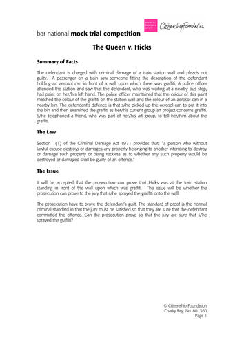 Mock Trial Activity | Teaching Resources