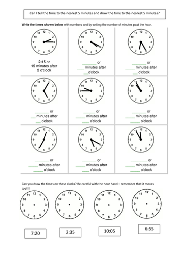 telling the time 5 mins teaching resources