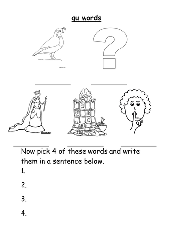 qu words worksheet | Teaching Resources