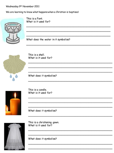 Baptism/Christening Worksheet and Info | Teaching Resources