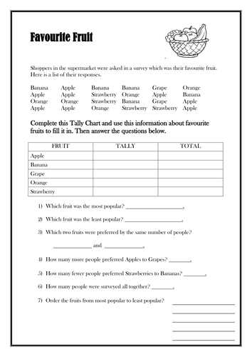 Tally Chart worksheets and questions about data | Teaching Resources