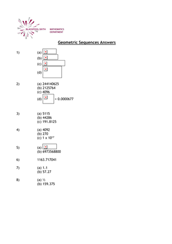 A level Maths: Geometric Sequences worksheet basic | Teaching Resources