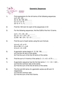 A level Maths: Geometric Sequences worksheet basic | Teaching Resources