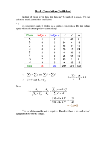 statistics-rank-correlation-coefficient-worksheet-by-phildb-teaching-resources-tes