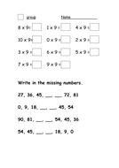 9x table worksheet teaching resources