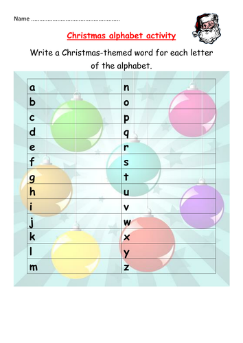 Christmas words dictionary alphabet activity | Teaching Resources