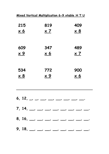 mixed multiplication 6 9 htu teaching resources