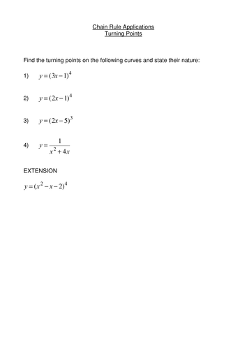 Chain Rule Worksheets | Teaching Resources