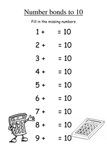 Number bonds to 10 - fill in missing numbers - Resources - TES