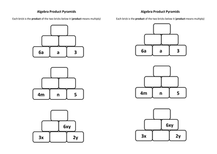 Product Pyramids  Worksheet uk Algebra worksheet algebra
