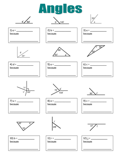 angles worksheet teaching resources