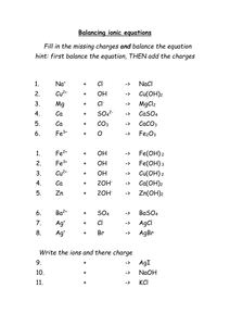 balancing equations chemistry questions gcse equations UK  C5 by KS4 OCR beansontoast1 ionic worksheet Balancing