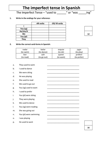 Guided notes for imperfect 2025 ar verbs answer key