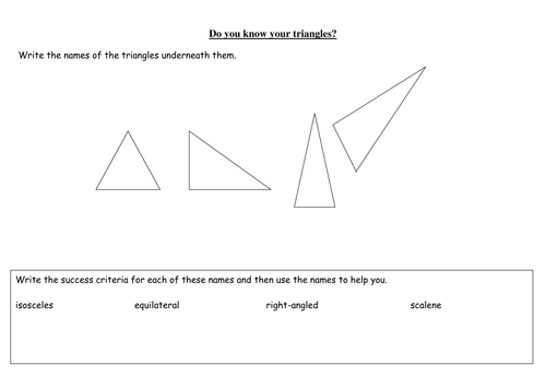 Year 4 or 5 naming triangles | Teaching Resources