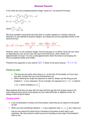 Printables Binomial Theorem Worksheet binomial expansion by srwhitehouse teaching resources tes