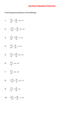 Second order Differential Equations | Teaching Resources