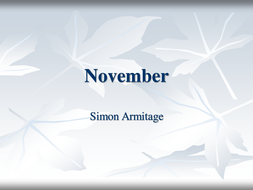 November by Simon Armitage | Teaching Resources