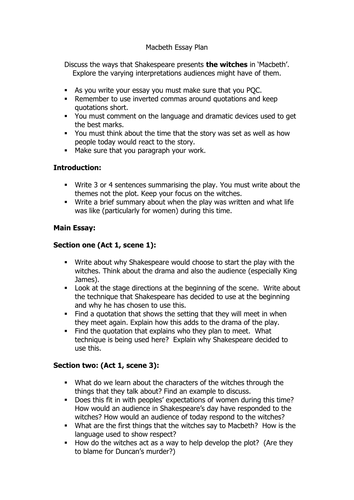 macbeth essay template