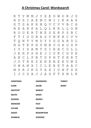 A Christmas Carol word search | Teaching Resources