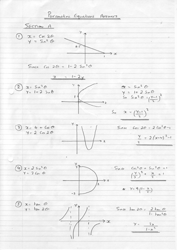 Parametric Equations Worksheet | Teaching Resources