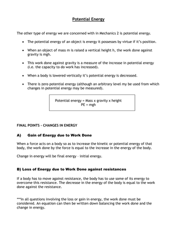 potential energy essay examples
