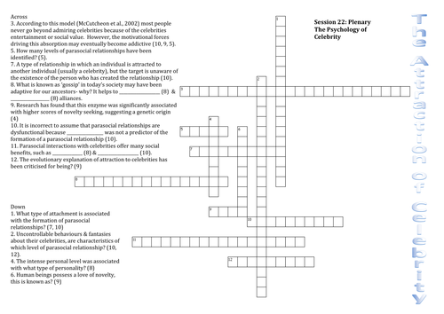 Attraction Crossword Teaching Resources