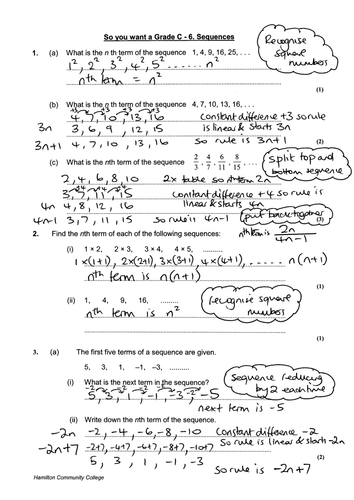 So You Want a Grade C - Sequences | Teaching Resources