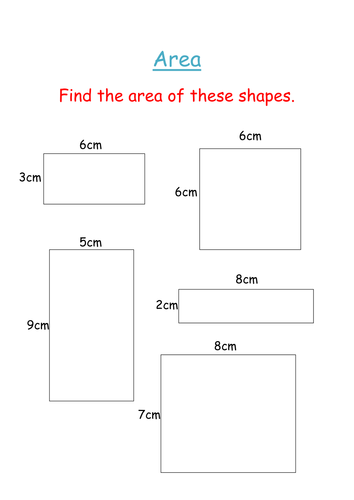 Area of squares and rectangles worksheet | Teaching Resources