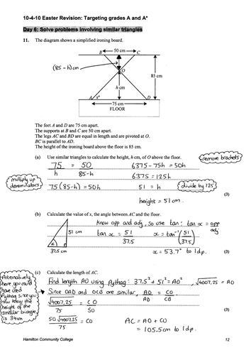 A & A* Revision – Similar Triangles Worksheets | Teaching Resources