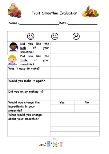 DT - Fruit smoothie design and evaluation sheet by ...