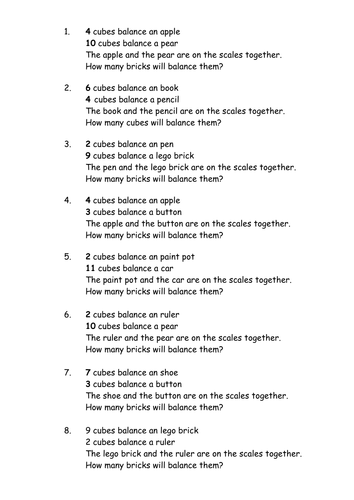 Differentiated - Mass word problems | Teaching Resources