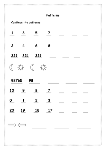 Continue the patterns worksheet | Teaching Resources