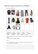 Qu'est-ce que tu portes au college? | Teaching Resources