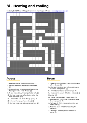 Heating crossword Teaching Resources