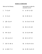 ks3 worksheet l5 bidmas insert brackets teaching resources