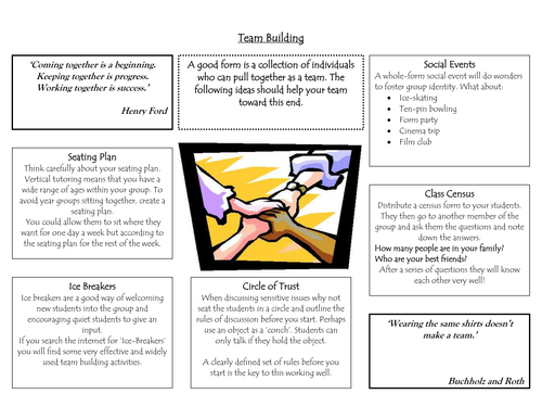 Team building in tutor time - forming your TG | Teaching Resources