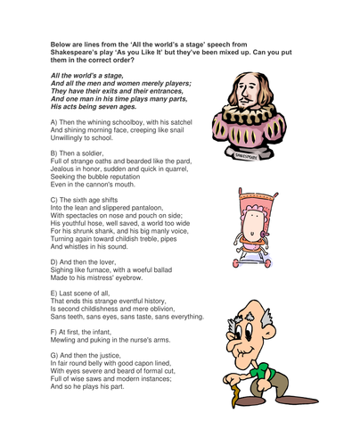All the world's a stage activity | Teaching Resources